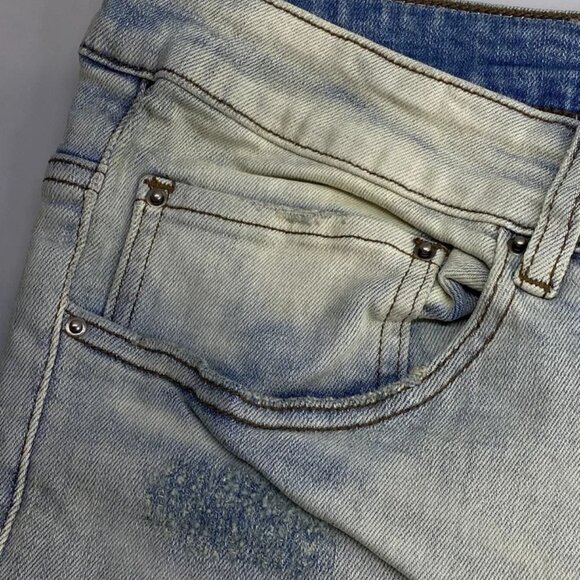 Tulones Men's Stacked Distressed Flare Jeans Light Blue Size 42 – NWT - Picture 5 of 8